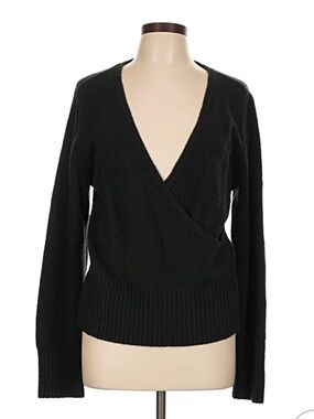 Abercrombie & Fitch Black V-Neck Sweater Knit Wrap Style